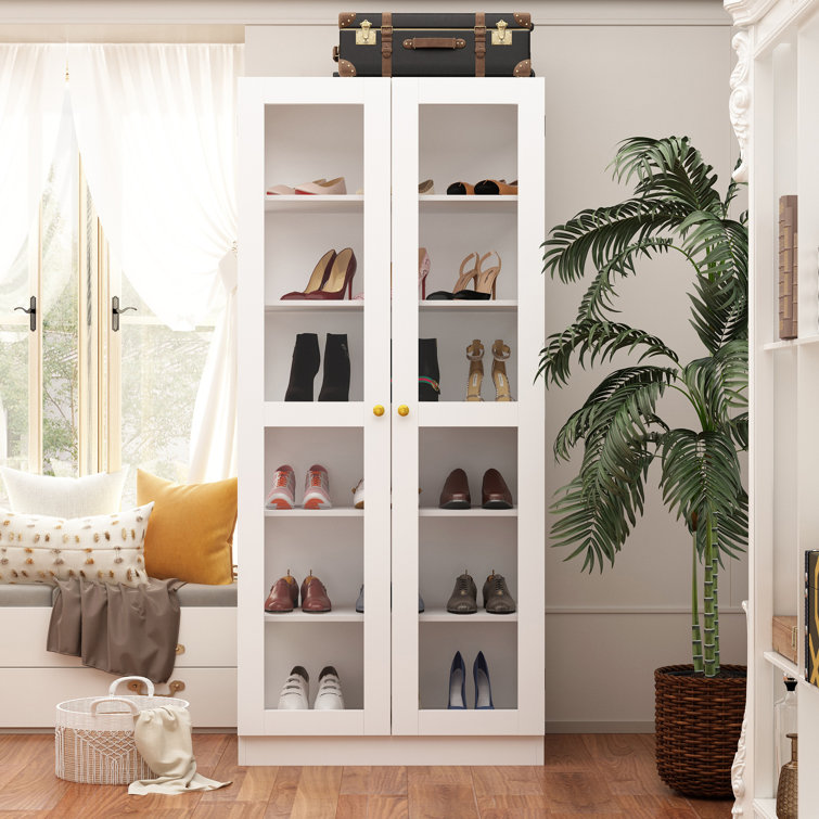 Glass hot sale shoe cabinet